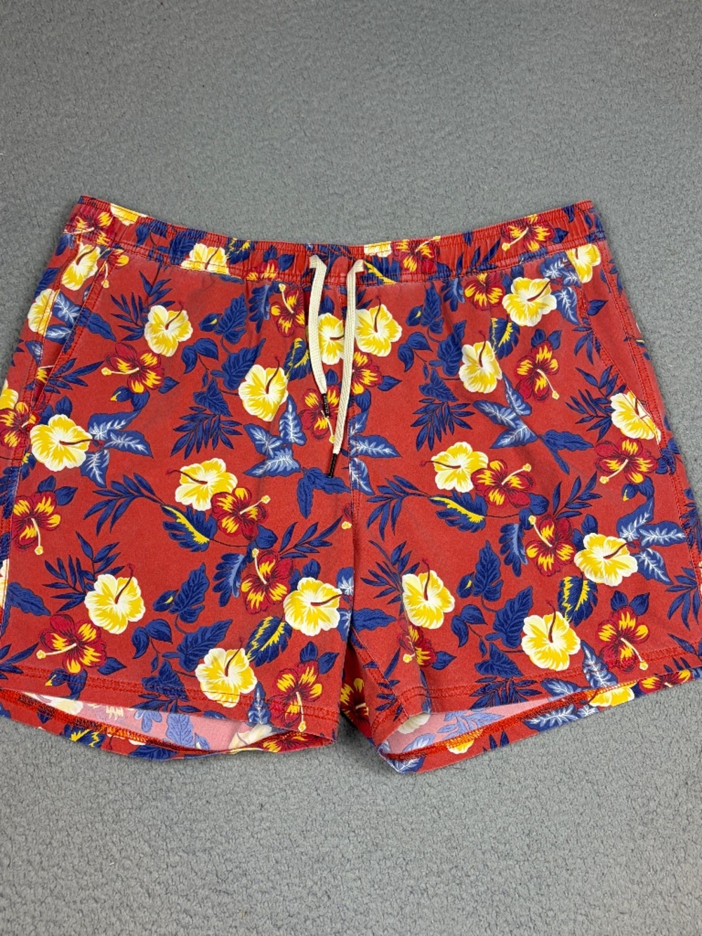 Fair Harbor Swim Shorts Trunks Men’s XXL Red Yelow Floral Lined Beach Pool